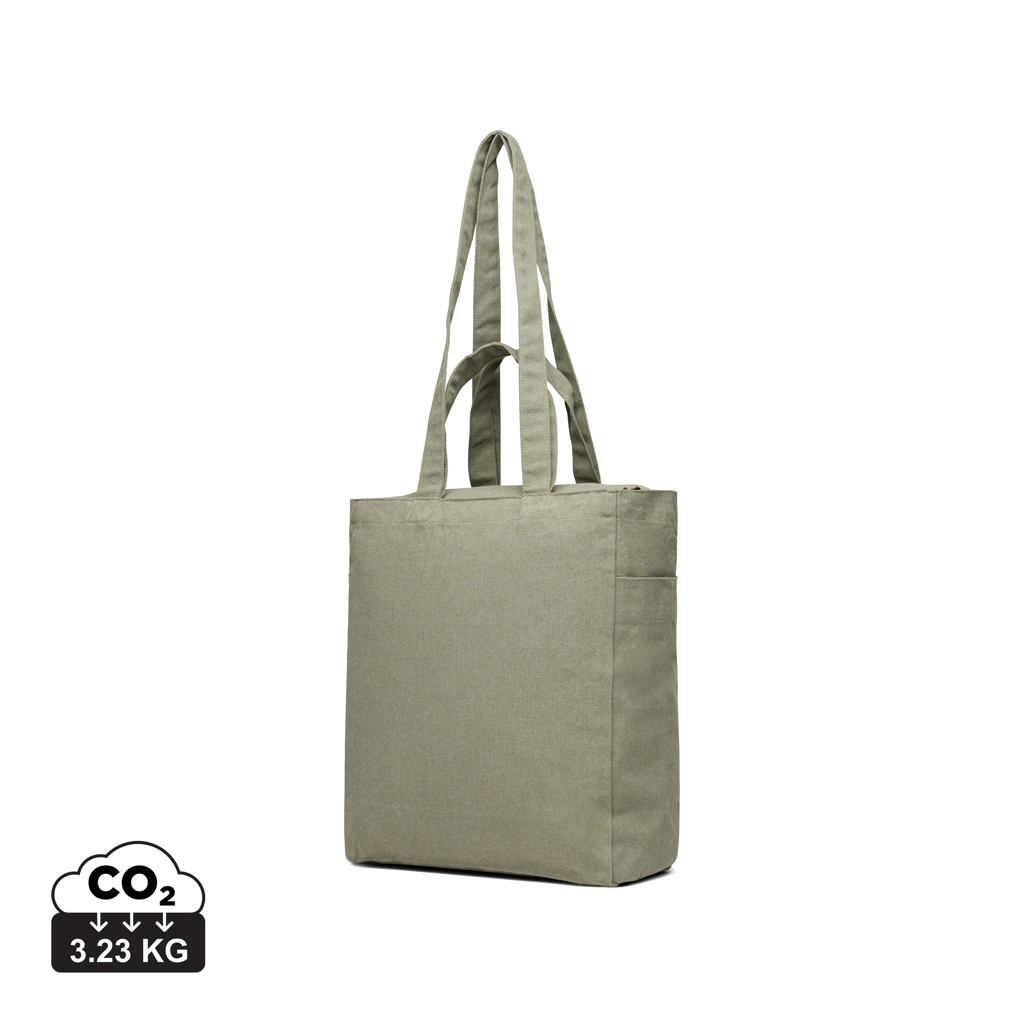 Sac cabas publicitaire zippé toile recyclée 400g Hilo VINGA Vert 